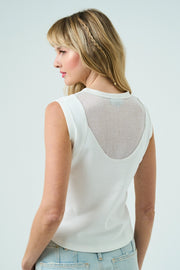 Summer Mesh Inset Sleeveless Top
