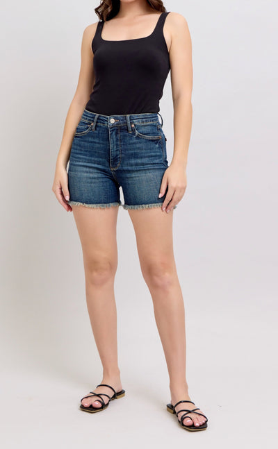 Suzie HW Tummy Control Fray Shorts