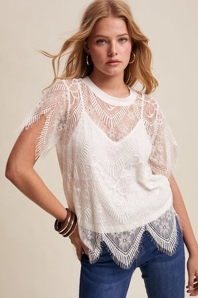 Enchanting Memories Scalloped Lace Top