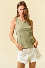 Soft Ribbed Lettuce Edge Tank Top
