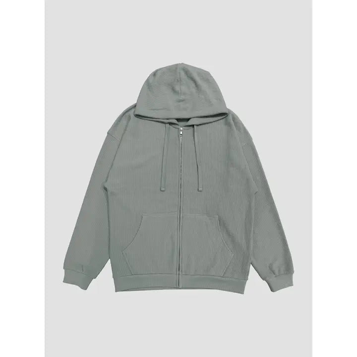 Relaxing Day Waffle Knit Zip-up