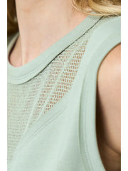 Summer Mesh Inset Sleeveless Top