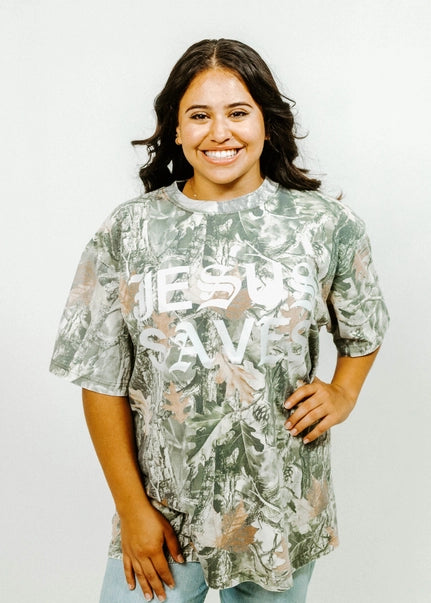 Jesus Saves Unisex Camo Tee