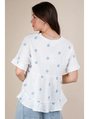 Breeze on By Embroidered Top