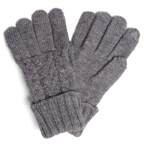 Solid Cable Knit Flip Cuff Touch Gloves