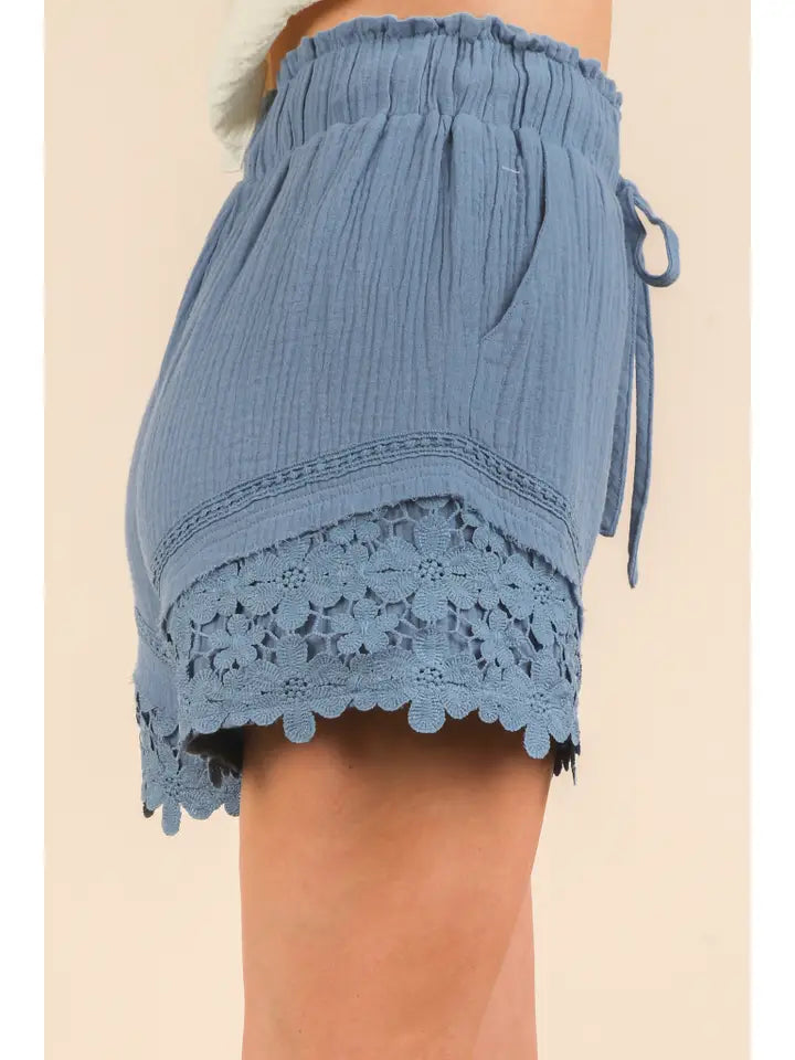 Forgotten Feelings Lace Trim Shorts