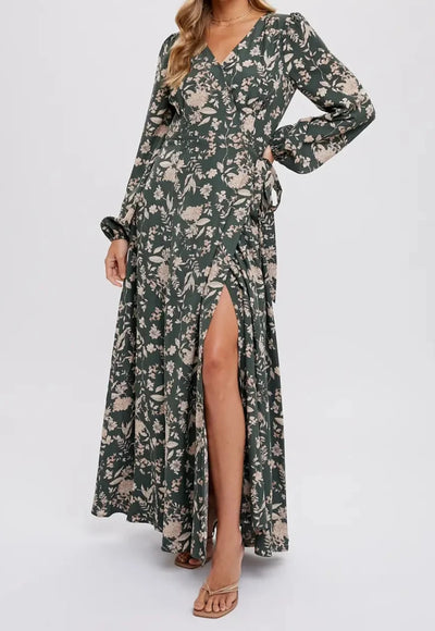 Elegant Evening Wrap Maxi Dress