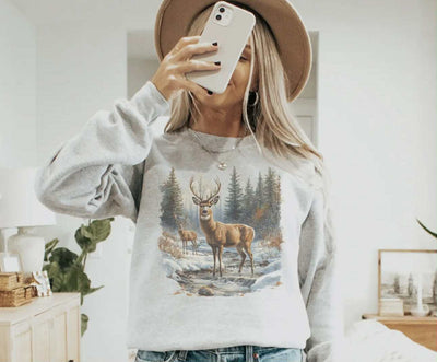 Vintage Deer Wilderness Crew Neck Sweatshirt