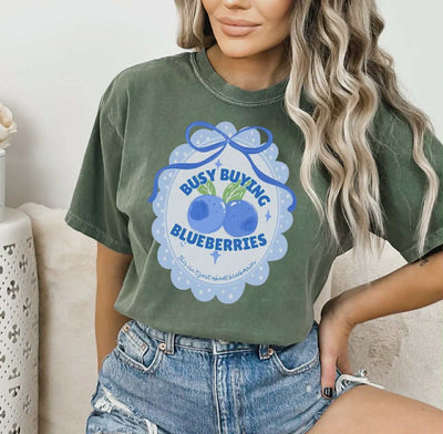 Busy Buying Blueberries Coquette Graphic Shirt|Comfort Color