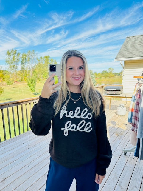 Hello Fall Embroidered Sweater