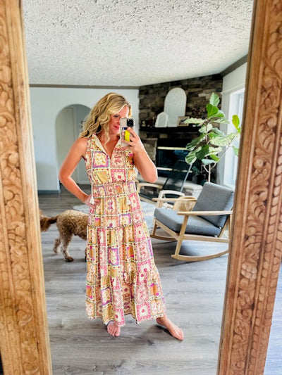 Paisley Scarf Sleeveless Maxi Dress