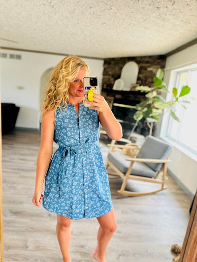 Get It Done Sleeveless Shirt Dress