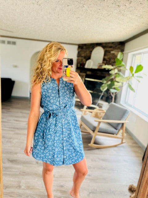 Get It Done Sleeveless Shirt Dress