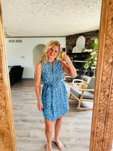 Get It Done Sleeveless Shirt Dress