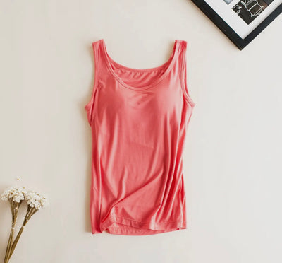 Essential Basic Soft Modal Tank Top w/ Built In Bra
