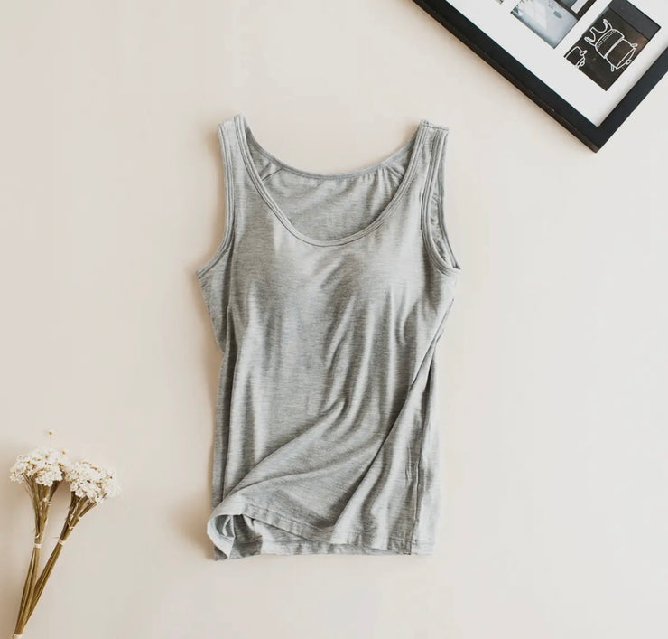 Essential Basic Soft Modal Tank Top w/ Built In Bra