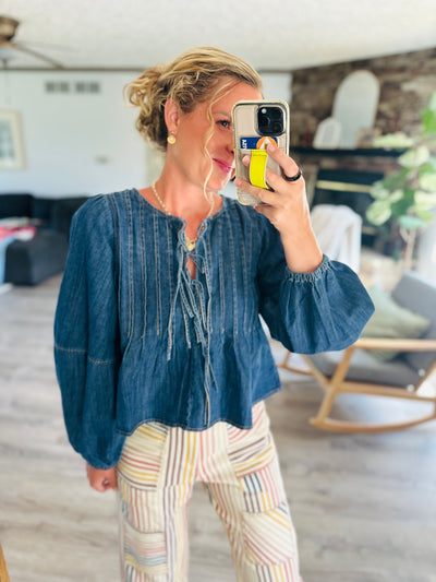 Denim Dreams Tie Front Top