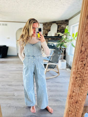Daisy Embroidered Denim Overalls