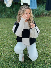 Time for Me Checkered Sweater