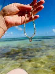 Sand Dollar Cross Pearled Necklace