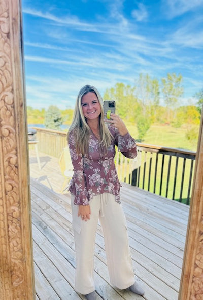Floral Mesh Handkerchief Blouse