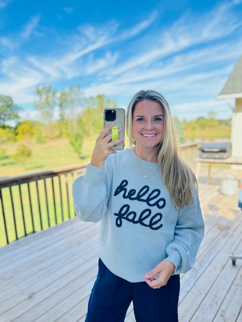 Hello Fall Embroidered Sweater