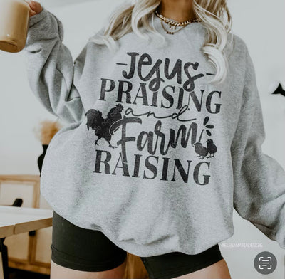 Jesus Praising Farm Raising Crewneck