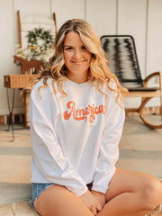 Distressed Retro America Corded Crewneck