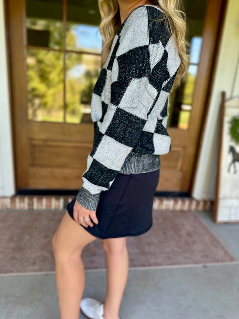 Chess Moves Checkered Cardigan