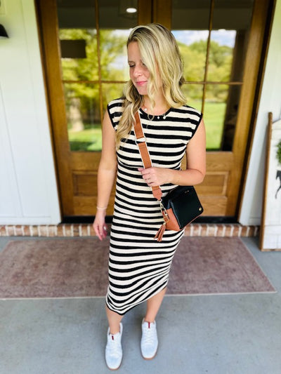 Can't Be Bested Striped Tank Midi Dress