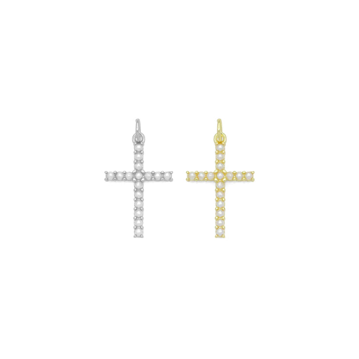 Simple Pearl Cross Charm