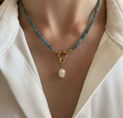 Apatite Blue Steel Natural Stone Necklace