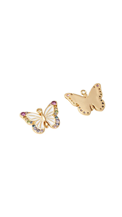 Multicolor CZ Enamel Butterfly Charm
