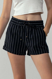 City Roots Pinstripe Drawstring Shorts
