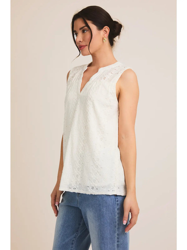 Collar V-Neck Sleeveless Top