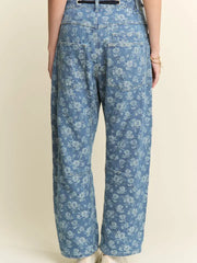 Rosalee Floral Jacquard Wide Leg Denim