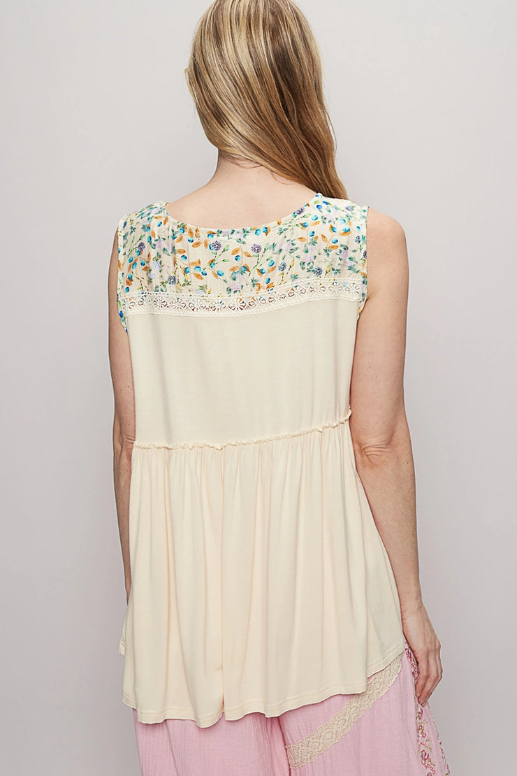 Jenny Floral Lace Contrast V-neck
