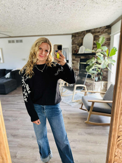 Pages in Time Embroidered Sweater