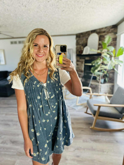 Abigail Daisy Print Denim Romper