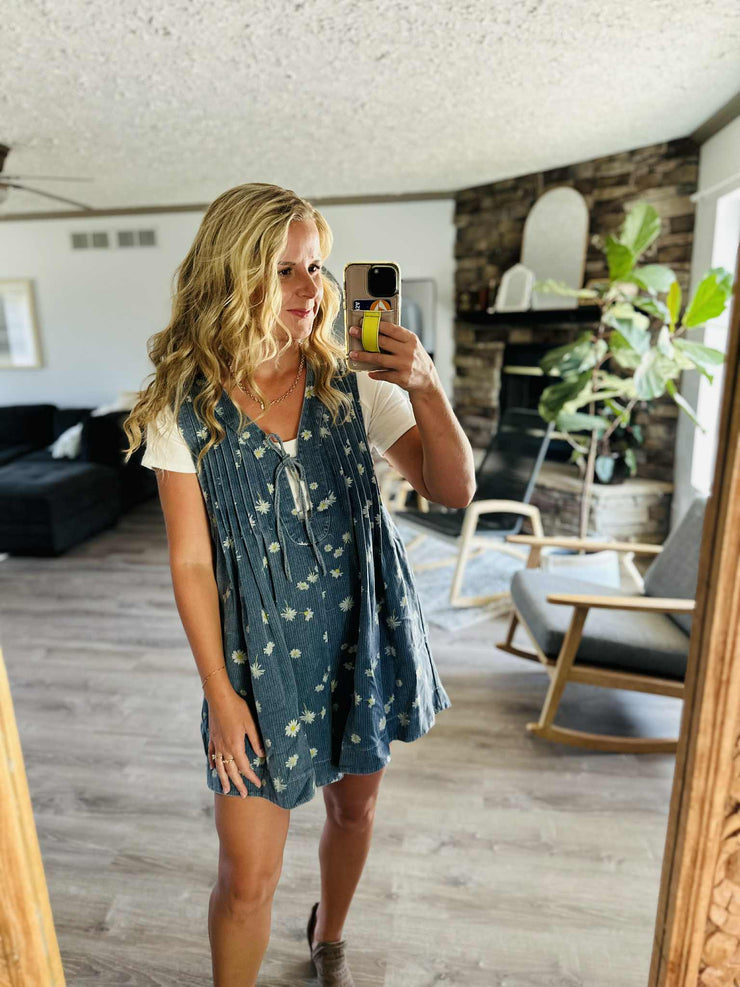 Abigail Daisy Print Denim Romper