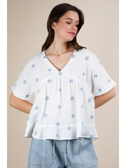 Breeze on By Embroidered Top