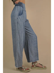 Time to Relax Chambray Wide Pants