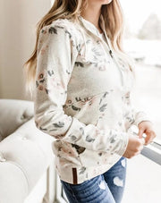 Floral Half-Zip Sweatshirt