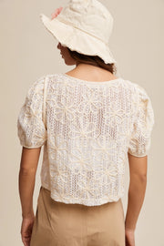 Radiating Beauty Crochet Lace Blouse