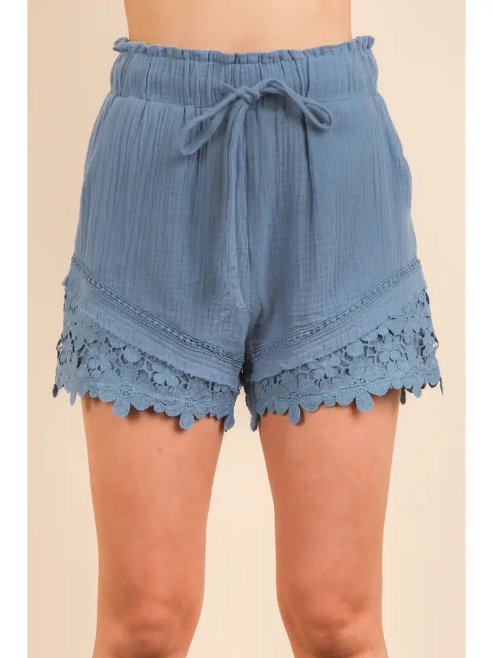 Forgotten Feelings Lace Trim Shorts