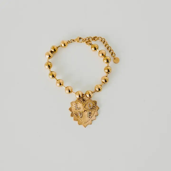 Sunburst Heart Love Beaded Bracelet