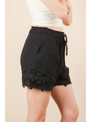 Forgotten Feelings Lace Trim Shorts