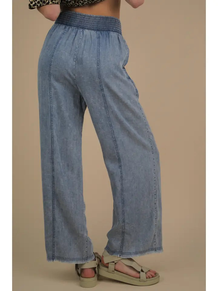Time to Relax Chambray Wide Pants