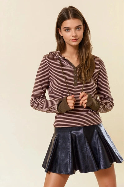 Don't Worry Henley Hood Top