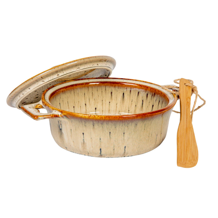 Stoneware Brie Baker w/ Bamboo Spreader